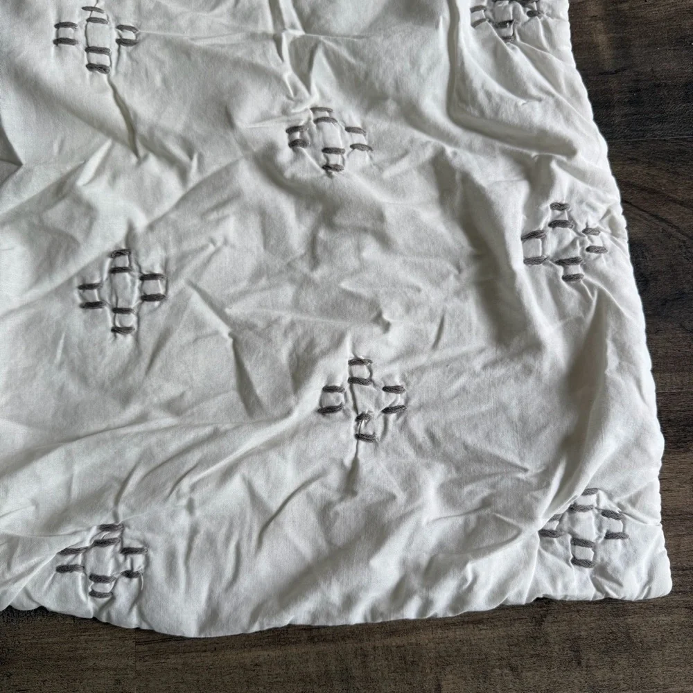 West Elm 100% Organic Cotton White Patterned Quilted Pillow Shams